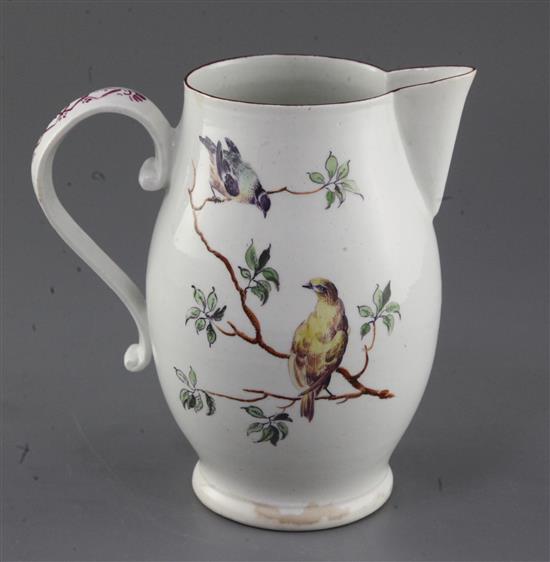 A Derby ovoid jug, c.1760-5, h. 17.5cm, slight restoration